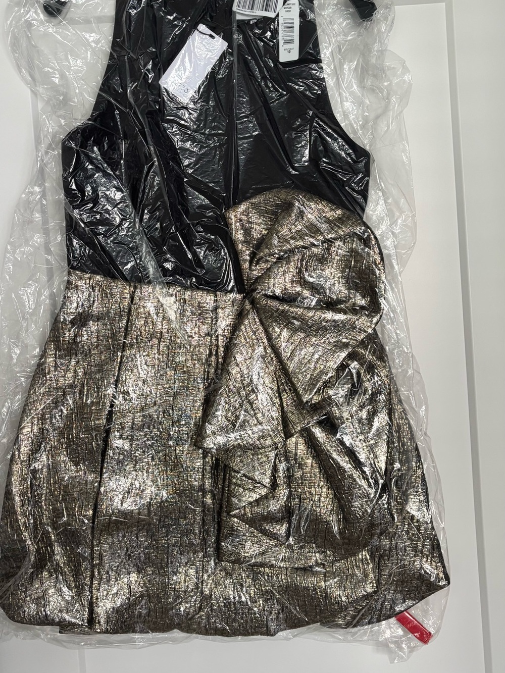 Black & Metallic Gold Bow-Accent Party Dress - Picture 2 of 6